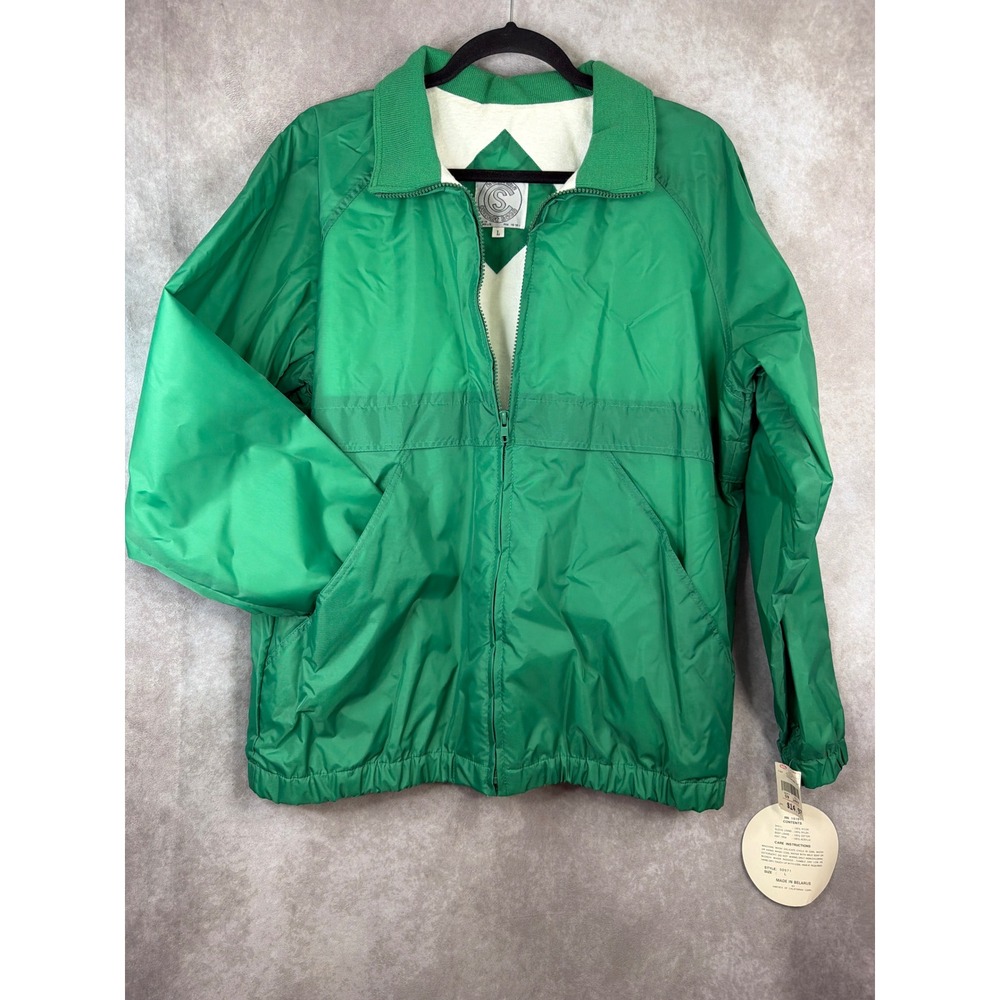 VTG 80s NWT‎ Be in the Current Seen  Green Windbreaker Jacket Full Zip Unisex L